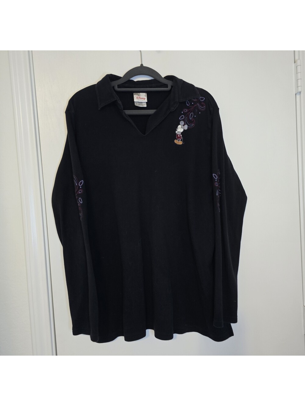 VTG Disney Heavy Emroidered Mickey Mouse Black Sweatshirt Sz XL